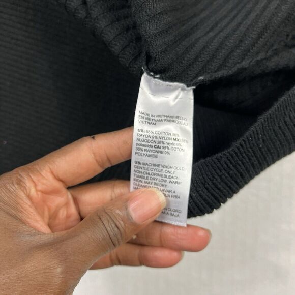 Chicos Tunic Sweater Black Asymmetric Warm Cozy Ribbed Knit Pullover 0 SMALL NEW - Picture 9 of 12